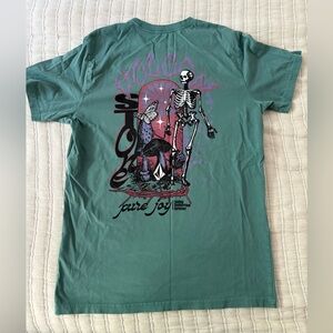 Volcom Stone Pure‎ Joy Skeleton Butterfly T-Shirt Teal Purple Pink size M